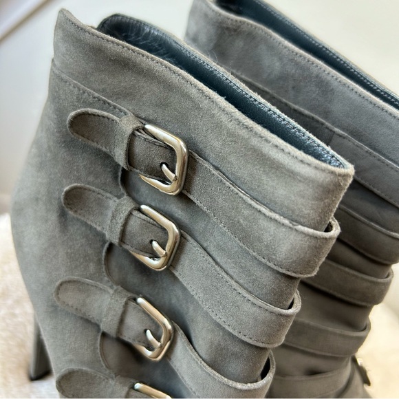 Stuart Weitzman Gray Suede Military Style Boots - Picture 3 of 13